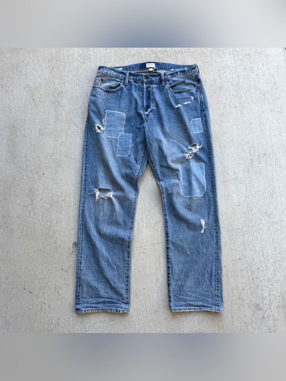 Todd Snyder Selvedge Jeans Patchwork Relaxed Fit 36x34 Distressed